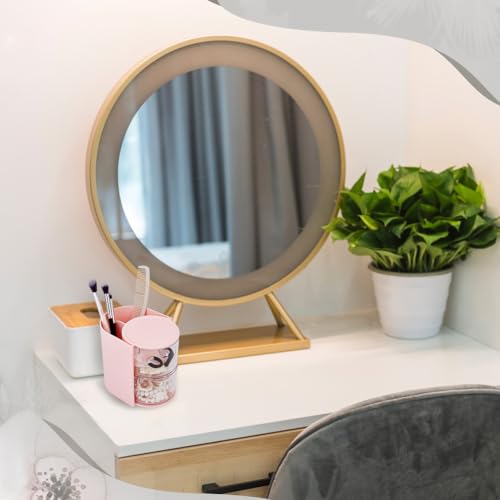 Rotating 2-Layer Makeup & Hair Accessories Organizer - Pink Plastic Case