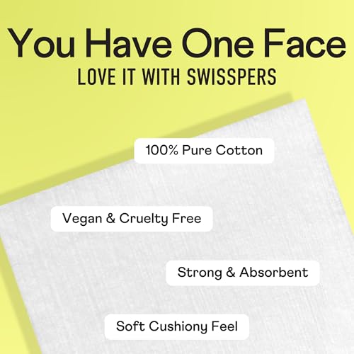 Swisspers Ultra-Soft Cotton Pads, Lint-Free Makeup Remover, 150 Count