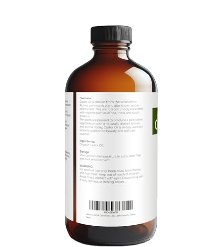 Velona USDA Organic Cold Pressed Castor Oil - 16 fl oz Pump