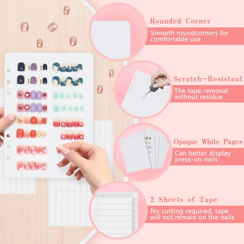 KEIFIN White 6-Pcs Press On Nail Binder Inserts A5 Display Pages