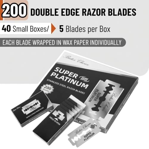 Bates Double Edge Razor Blades - 200 Count Platinum Coated Stainless Steel