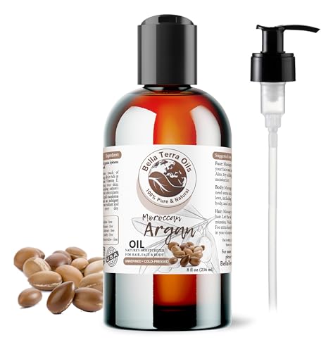 Bella Terra Argan Oil 8 Fl Oz - Pure Moroccan Hair & Skin Elixir