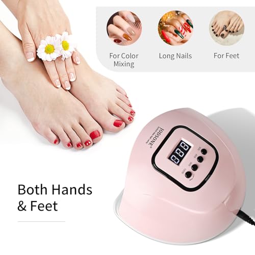 JODSONE Pink U V Nail Lamp for Gel Nail Polish Manicure Light with 4 Timers & Automatic Sensor Nail Dryer Curing LED Light