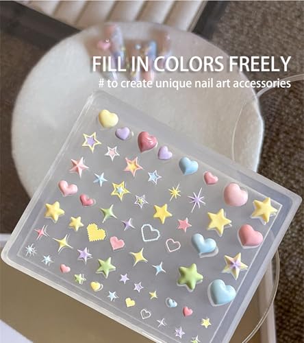 3D Silicone Nail Art Molds Set - Star, Heart & Hexagram Designs