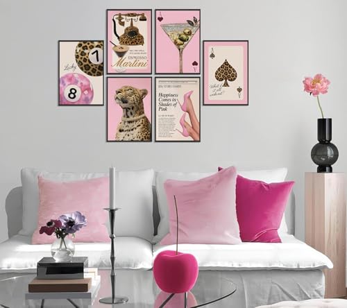 Trendy Pink Leopard Wall Art Prints - 8x10in Unframed Aesthetic Decor