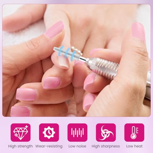 CALIDAKA 12Pcs Nail Drill Bit Set for Acrylic & Gel Nails – 2 Sets with 6 Bits + 6 Sanding Bands #80 #120 #180