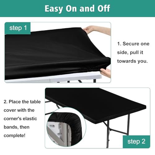 LUSHVIDA Waterproof Fitted Table Cover 34x34 inch - 2 Pack Black
