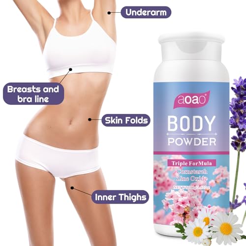 AOAO Talc-Free Body Powder for Women - Anti-Chafing & Moisture Control 2-Pack