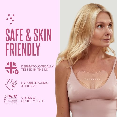 Cleverfy Silicone Chest Wrinkle Patches - Lilac 2-Pack, Anti-Wrinkle Pads for Side Sleeping, T-Shape Design