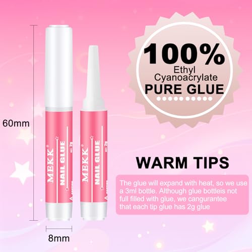 MEKK 24 Pcs Nail Glue for Press-Ons & Acrylic Tips, Super Strong & Fast-Drying
