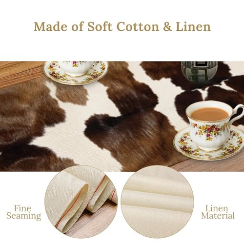 Linen Table Runner 13x72 Inch for Kitchen & Dining Decor