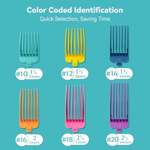 LAVEST 6-Piece Color-Coded Clipper Guard Set for Wahl Hair Clippers (1.25"-2.5")