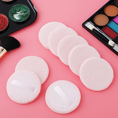 WLLHYF 12PCS Pink Makeup Puffs - Round Cotton Velour Sponges