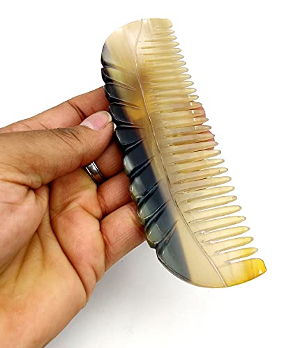 5MOONSUN5 Handmade Natural Ox Horn Comb - Anti-Static Detangling Tool