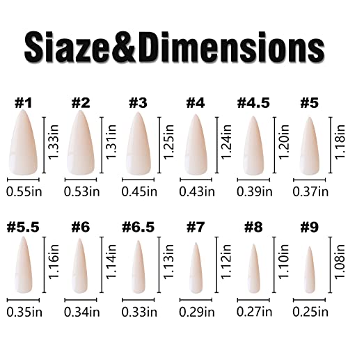 Lifextol Extra Long Nude Stiletto Press-On Nails 120pc Kit