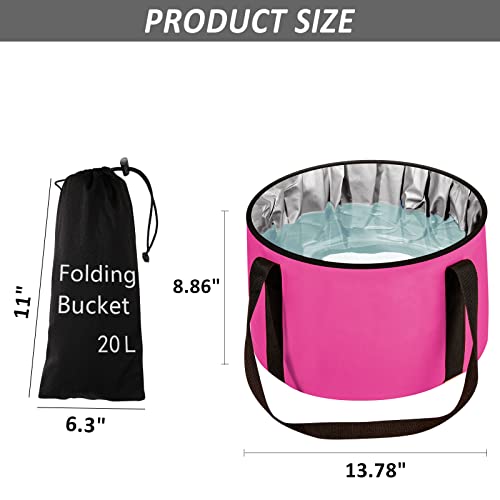 20L Portable Foot Bath Basin - Collapsible Soak Tub for Travel (Pink)