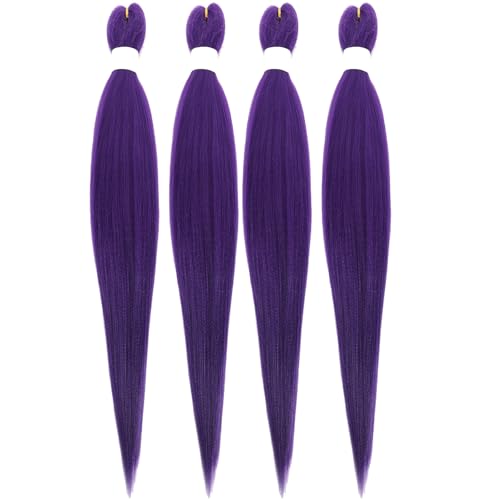 Blissource 26in Purple Pre-Stretched Braiding Hair Extensions • 4 Packs