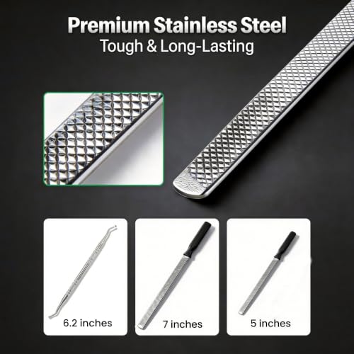4-in-1 Ingrown Toenail Care Kit - Heavy Duty Metal Files & Lifter