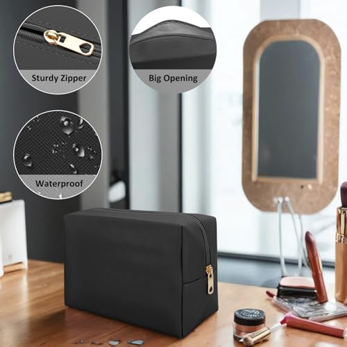 DOB SECHS Waterproof PU Leather Makeup Bag - Large Travel Cosmetic Organizer