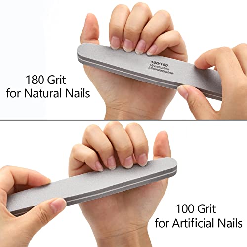 LoveBB Gray Double Sided Nail Buffer Blocks 10 Pcs 100/180 Grit for Acrylic & Natural Nails