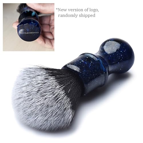 JEQUIL&CORENVEO Blue Synthetic Shaving Brush 24mm Dense Knot with Aesthetic Handle