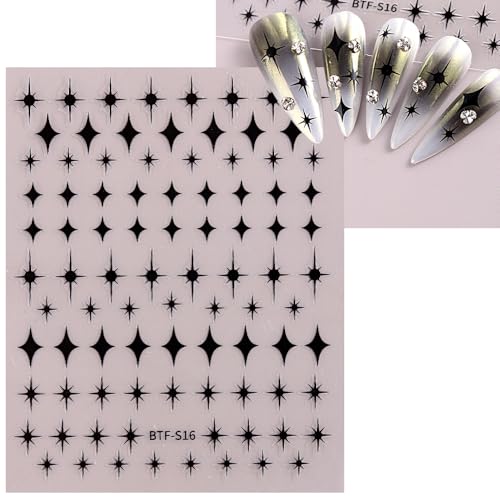 12 Sheets Self-Adhesive Gold Star Nail Art Stickers for DIY Manicure
