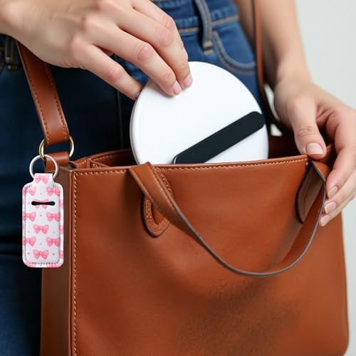 Pink Chapstick Holder Keychain Set - 3 Cotton Lip Balm Holders