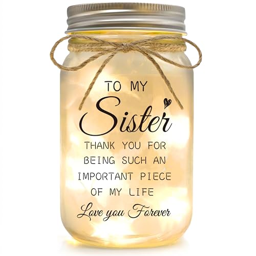 Mason Jar Night Light for Sister - Heartfelt Home Decor Gift