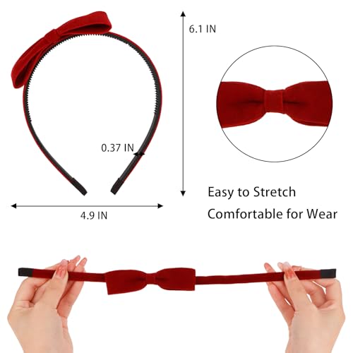 YARIEW Red Bow Headband for Women - Soft Velvet Hair Accessory