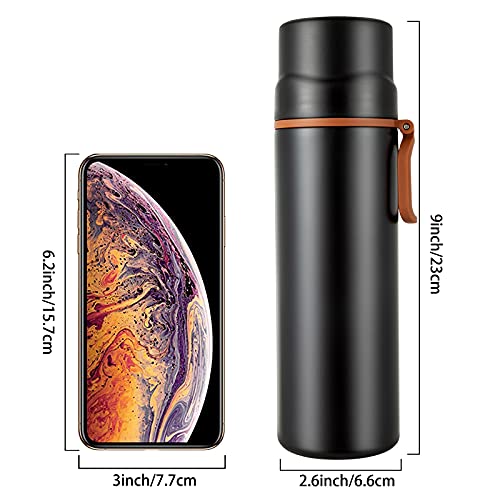 Insulated Stainless Steel Travel Mug with Handle - 15oz Leakproof Flask