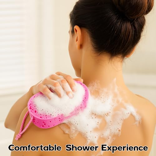 Bright Color FoldTier 12 Pcs Exfoliating Bath Sponges Loofahs for Women Reusable Soft Body Scrubbers