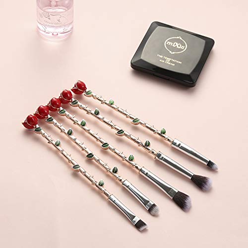 Rongji Jewelry 5PCS Rose Gold Eye Makeup Brush Set - Romantic & Functional