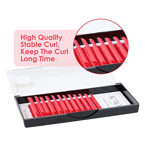 ACTROL Red Easy Fan Lash Extensions 0.07mm D Curl 9-16mm Mixed Length Tray