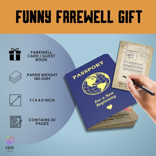 Funny Farewell Guest Book with Fake Passport for Coworkers