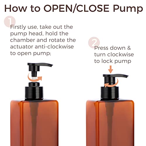 Suream Amber Shampoo & Conditioner Dispenser Set - 3pcs, 16.9oz with Labels