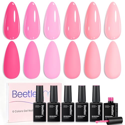 Beetles Pink Gel Nail Polish Set - 6 Shades for DIY Manicures