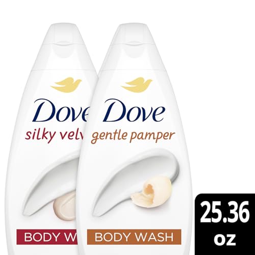 Dove Body Wash Variety Pack 2x25.35 Fl Oz – Silky Velvet & Gentle Pamper, Plant-Based Moisture, Vegan & Sulfate-Free
