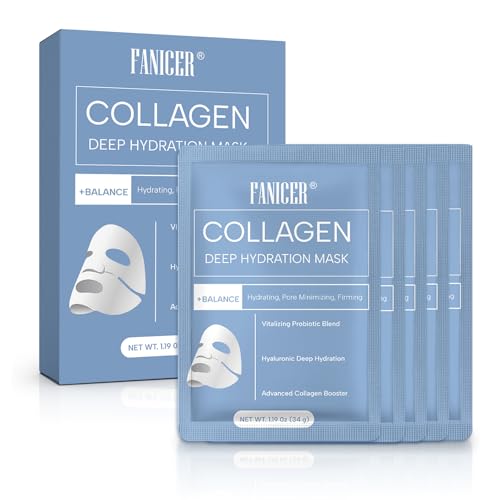 Collagen Facial Masks Set - 5 Hydrating Sheet Masks for All Skin Types