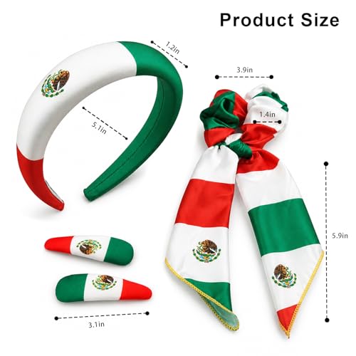 Mexico Flag Hair Accessory Set - 4-Piece Headbands & Clips