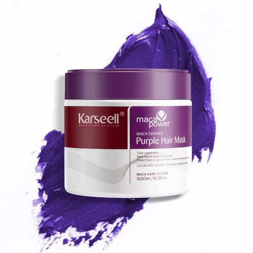 Karseell Purple Hair Mask, 16.90 oz | Neutralizes Brass Tones For Blonde, Bleached, Silver, or Color Treated Hair
