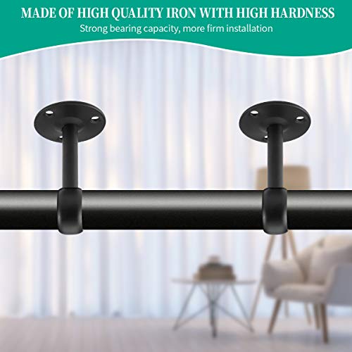 Heavy Duty Ceiling-Mount Curtain Rod Bracket Holders - 4 PCS, Black