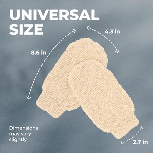 Natural Hemp Shower Mitts - Exfoliating Bath Gloves Set of 2