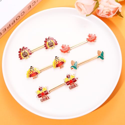 12PCS Thanksgiving Fall Hair Clips - Autumn Pumpkin & Maple Leaf Hairpins