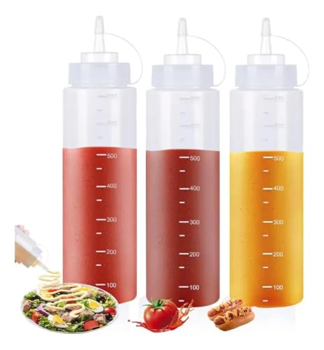 24 oz Plastic Squeeze Condiment Bottles - 3 Pack with Caps