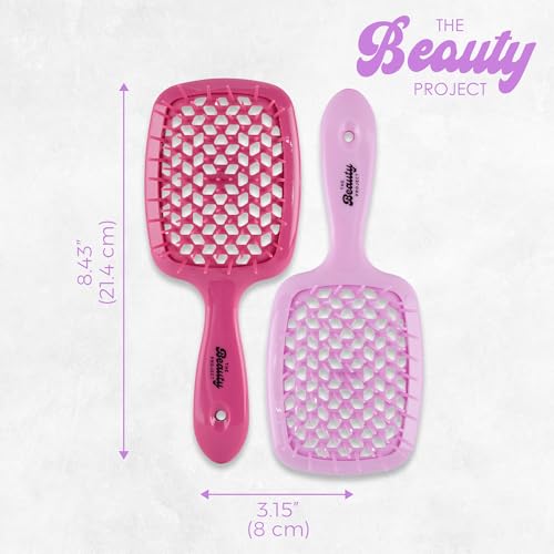 Amethyst Detangling Brush 2-Pack for All Hair Types - Pain-Free, Vented Design