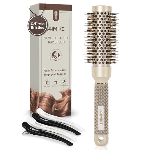 AIMIKE 2.4 inch Round Hair Brush Set with 5 Pieces, Nano Ceramic & Ionic Technology