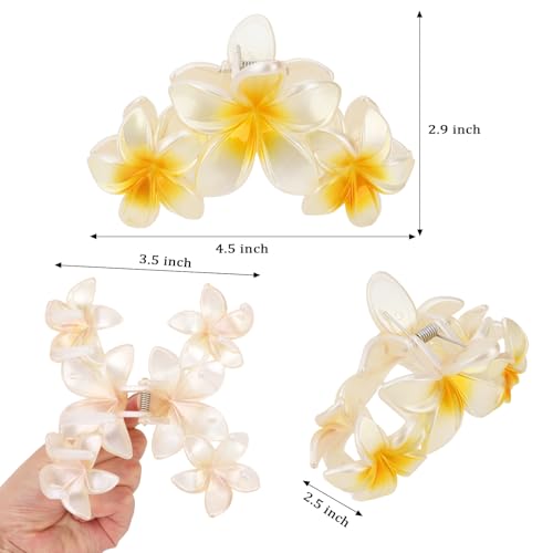 Ondder Large Matte Hawaiian Flower Hair Claw Clips for Women - Color C