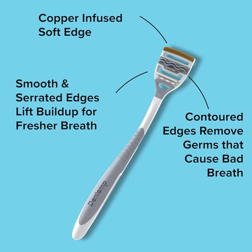 Dentemp Copper Infused Tongue Scraper - 2 Pack, Oral Hygiene Tool for Fresh Breath