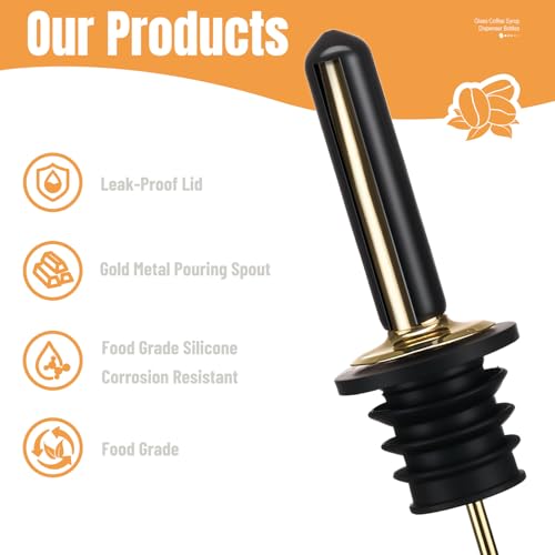 Baalaka Glass Coffee Syrup Dispenser Set - 2 Pack, 7 oz