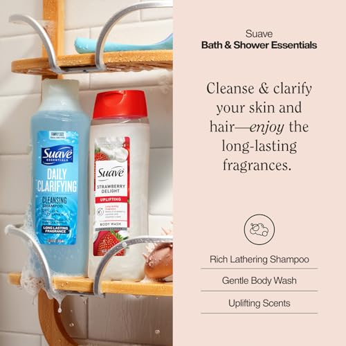 Suave Daily Clarifying Shampoo and Strawberry Delight Body Wash Bundle